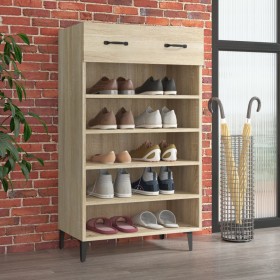 Mueble zapatero madera contrachapada roble Sonoma 60x35x105 cm de vidaXL, Zapateros y organizadores de calzado - Ref: Foro24-...