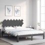 Estructura de cama matrimonio con cabecero madera maciza gris de vidaXL, Camas y somieres - Ref: Foro24-3193733, Precio: 156,...