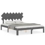 Estructura de cama matrimonio con cabecero madera maciza gris de vidaXL, Camas y somieres - Ref: Foro24-3193733, Precio: 156,...