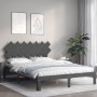 Estructura de cama matrimonio con cabecero madera maciza gris de vidaXL, Camas y somieres - Ref: Foro24-3193733, Precio: 156,...