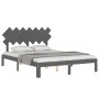 Estructura de cama matrimonio con cabecero madera maciza gris de vidaXL, Camas y somieres - Ref: Foro24-3193733, Precio: 156,...