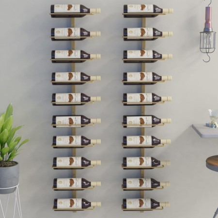 Wall wine rack for 10 bottles 2 units gold metal by vidaXL, Wine racks - Ref: Foro24-340907, Price: 108,26 €, Discount: %