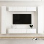 TV living room furniture set 10 pieces white engineered wood by vidaXL, TV Furniture - Ref: Foro24-3078665, Price: 398,21 €, ...