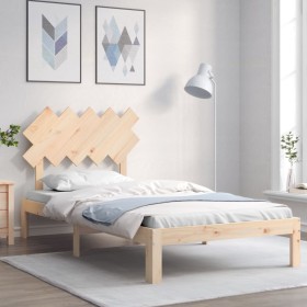 Bed frame with solid wood headboard 100x200 cm by vidaXL, Beds and slatted bases - Ref: Foro24-3193716, Price: 95,99 €, Disco...