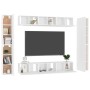 TV living room furniture set 10 pieces white engineered wood by vidaXL, TV Furniture - Ref: Foro24-3078665, Price: 398,21 €, ...