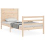 Bed frame with solid wood headboard 90x200 cm by vidaXL, Beds and slatted bases - Ref: Foro24-3194621, Price: 93,99 €, Discou...