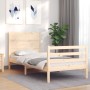 Bed frame with solid wood headboard 90x200 cm by vidaXL, Beds and slatted bases - Ref: Foro24-3194621, Price: 93,99 €, Discou...