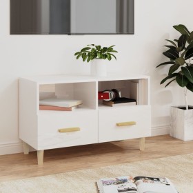 TV stand made of glossy white plywood, measuring 80x36x50 cm. by vidaXL, TV Furniture - Ref: Foro24-812588, Price: 66,36 €, D...