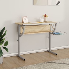 Gray and oak wood and steel drawing table 110x53x(58-87) cm by vidaXL, Desks - Ref: Foro24-340930, Price: 70,40 €, Discount: %