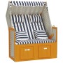 Silla Strandkorb con cojines ratán sintético madera blanco azul de vidaXL, Tumbonas - Ref: Foro24-318664, Precio: 226,68 €, D...