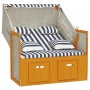 Silla Strandkorb con cojines ratán sintético madera blanco azul de vidaXL, Tumbonas - Ref: Foro24-318664, Precio: 226,68 €, D...