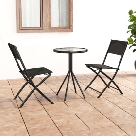 Mesa y sillas de bistró 3 piezas acero negro de vidaXL, Conjuntos de jardín - Ref: Foro24-318765, Precio: 99,27 €, Descuento: %