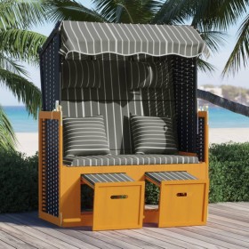 Strandkorb-Stuhl mit Kissen aus synthetischem Rattanholz in Schwarzgrau von vidaXL, Liegen - Ref: Foro24-318666, Preis: 324,9...