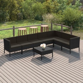 8-teiliges Gartenmöbel-Set und schwarze synthetische Rattankissen von vidaXL, Gartensets - Ref: Foro24-3094429, Preis: 557,36...