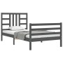 Estructura de cama con cabecero madera maciza gris 90x200 cm de vidaXL, Camas y somieres - Ref: Foro24-3193908, Precio: 104,1...