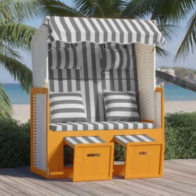 Strandkorb Stuhl mit Kissen Kunststoff Rattan weiß grau Holz von vidaXL, Liegen - Ref: Foro24-318663, Preis: 226,99 €, Rabatt: %