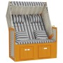 Silla Strandkorb con cojines ratán sintético madera blanco gris de vidaXL, Tumbonas - Ref: Foro24-318663, Precio: 226,99 €, D...