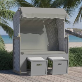 Strandkorb beach chair with gray wood synthetic rattan canopy by vidaXL, Loungers - Ref: Foro24-318650, Price: 256,12 €, Disc...