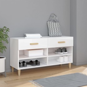 Mueble zapatero madera contrachapada blanco brillo 102x35x55 cm de vidaXL, Zapateros y organizadores de calzado - Ref: Foro24...