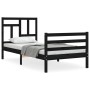 Bed frame with black solid wood headboard 90x200 cm by vidaXL, Beds and slatted bases - Ref: Foro24-3194950, Price: 114,99 €,...