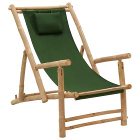 Silla de playa de bambú y lona verde de vidaXL, Sillas de jardín - Ref: Foro24-318598, Precio: 75,38 €, Descuento: %