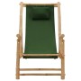 Silla de playa de bambú y lona verde de vidaXL, Sillas de jardín - Ref: Foro24-318598, Precio: 75,31 €, Descuento: %