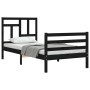 Bed frame with black solid wood headboard 90x200 cm by vidaXL, Beds and slatted bases - Ref: Foro24-3194950, Price: 114,99 €,...