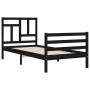 Bed frame with black solid wood headboard 90x200 cm by vidaXL, Beds and slatted bases - Ref: Foro24-3194950, Price: 114,99 €,...