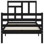 Bed frame with black solid wood headboard 90x200 cm by vidaXL, Beds and slatted bases - Ref: Foro24-3194950, Price: 114,99 €,...