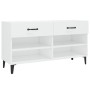 Shoe cabinet made of white glossy plywood, 102x35x55 cm by vidaXL, Shoe racks and shoe organizers - Ref: Foro24-812831, Price...