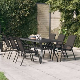 Gray and black steel and glass garden table 180x80x70 cm by vidaXL, Garden tables - Ref: Foro24-318771, Price: 238,64 €, Disc...