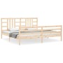 Bed frame with solid wood headboard 200x200 cm by vidaXL, Beds and slatted bases - Ref: Foro24-3193941, Price: 140,99 €, Disc...