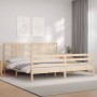 Bed frame with solid wood headboard 200x200 cm by vidaXL, Beds and slatted bases - Ref: Foro24-3193941, Price: 140,99 €, Disc...