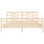 Bed frame with solid wood headboard 200x200 cm by vidaXL, Beds and slatted bases - Ref: Foro24-3193941, Price: 140,99 €, Disc...