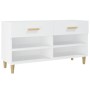 Mueble zapatero de madera contrachapada blanco 102x35x55 cm de vidaXL, Zapateros y organizadores de calzado - Ref: Foro24-812...