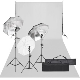 Kit de estudio fotográfico con set de luces y fondo de vidaXL, Flashes e iluminaciones de estudio - Ref: Foro24-3094716, Prec...