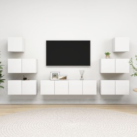 White plywood 8-piece TV cabinet set by vidaXL, TV Furniture - Ref: Foro24-3078714, Price: 221,25 €, Discount: %