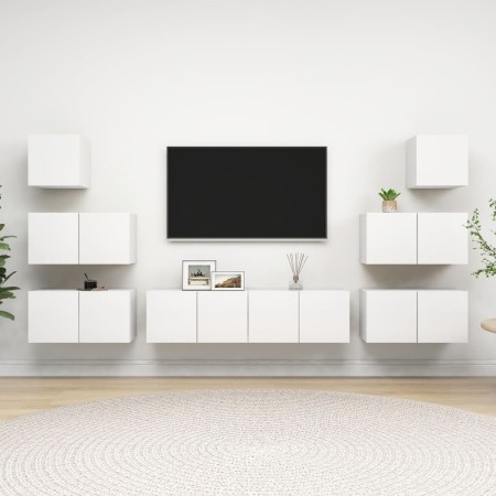 White plywood 8-piece TV cabinet set by vidaXL, TV Furniture - Ref: Foro24-3078714, Price: 224,61 €, Discount: %