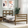 Estructura cama y cabecero madera maciza marrón miel 100x200 cm de vidaXL, Camas y somieres - Ref: Foro24-3194824, Precio: 11...