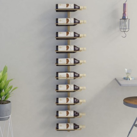 Botellero de pared para 10 botellas de metal dorado de vidaXL, Botelleros - Ref: Foro24-340905, Precio: 65,39 €, Descuento: %