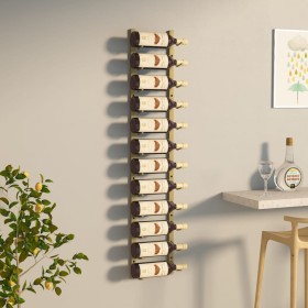 Wall wine rack for 12 golden iron bottles by vidaXL, Wine racks - Ref: Foro24-340880, Price: 47,99 €, Discount: %