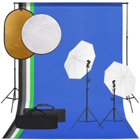 Fotostudio-Set mit Lichtset, Hintergrund und Reflektor von vidaXL, Blitze und Studiobeleuchtung - Ref: Foro24-3094666, Preis:...