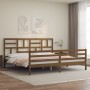 Honey brown solid wood bed frame and headboard 200x200 cm by vidaXL, Beds and slatted bases - Ref: Foro24-3194919, Price: 174...