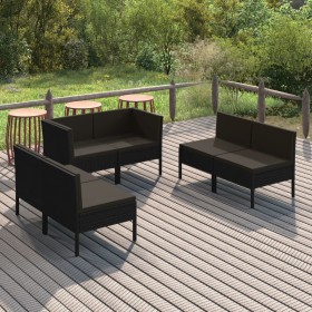 6-teiliges Gartenmöbel-Set und schwarze Kissen aus synthetischem Rattan von vidaXL, Gartensets - Ref: Foro24-3094353, Preis: ...