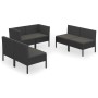 Set de muebles de jardín 6 pzas y cojines ratán sintético negro de vidaXL, Conjuntos de jardín - Ref: Foro24-3094353, Precio:...