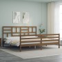 Honey brown solid wood bed frame and headboard 200x200 cm by vidaXL, Beds and slatted bases - Ref: Foro24-3194919, Price: 174...