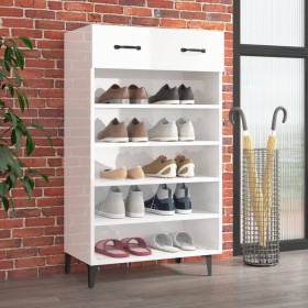 Glossy white plywood shoe cabinet 60x35x105 cm by vidaXL, Shoe racks and shoe organizers - Ref: Foro24-812795, Price: 60,99 €...