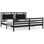 Bed frame with black solid wood headboard 200x200 cm by vidaXL, Beds and slatted bases - Ref: Foro24-3194075, Price: 179,98 €...