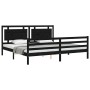 Bed frame with black solid wood headboard 200x200 cm by vidaXL, Beds and slatted bases - Ref: Foro24-3194075, Price: 179,98 €...