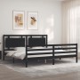 Bed frame with black solid wood headboard 200x200 cm by vidaXL, Beds and slatted bases - Ref: Foro24-3194075, Price: 179,98 €...